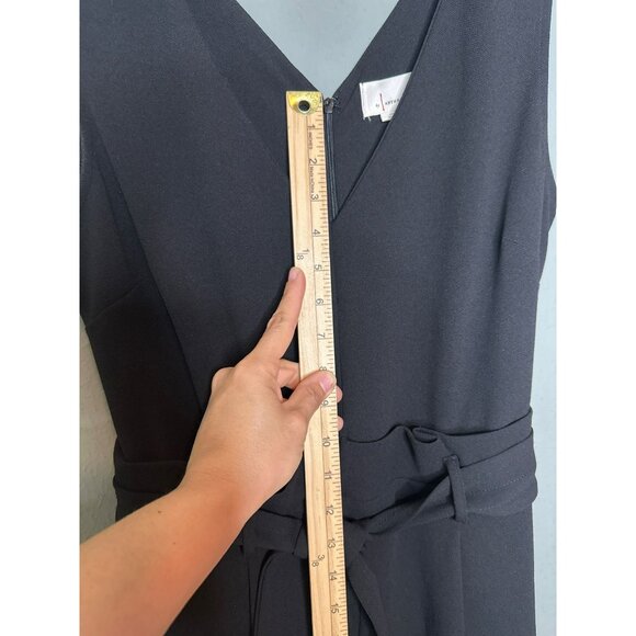 Anthropologie Women's Large Black Sleeveless V-Neck Tie Waist Jumper - Picture 5 of 9